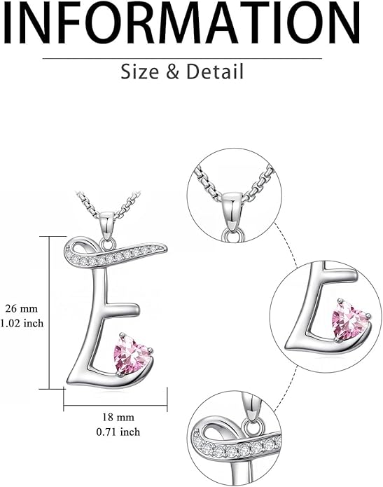 Valentines Day Gifts for Women Alphabet A to Z Initial Birthstone Pendant Necklaces for Women - 18k White Gold Plated Personalized Name Jewelry Valentine Mothers Day Birthday Gifts for Women Her Girlfriend