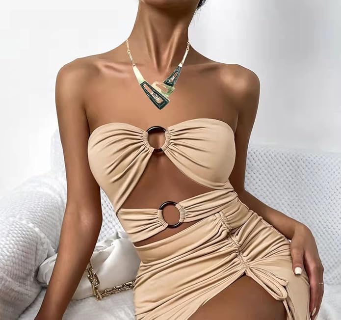SFE Irregular Enamel Triangle Shape shell Collar Bib Bohemian Boho Statement Necklace Earrings Fashion Costume Jewelry Set for Women