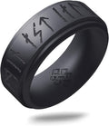 Knot Theory Viking Silicone Ring - My Love Forever in Rune Characters Breathable Comfort Fit - Valentine's Engagement Mens Wedding Band