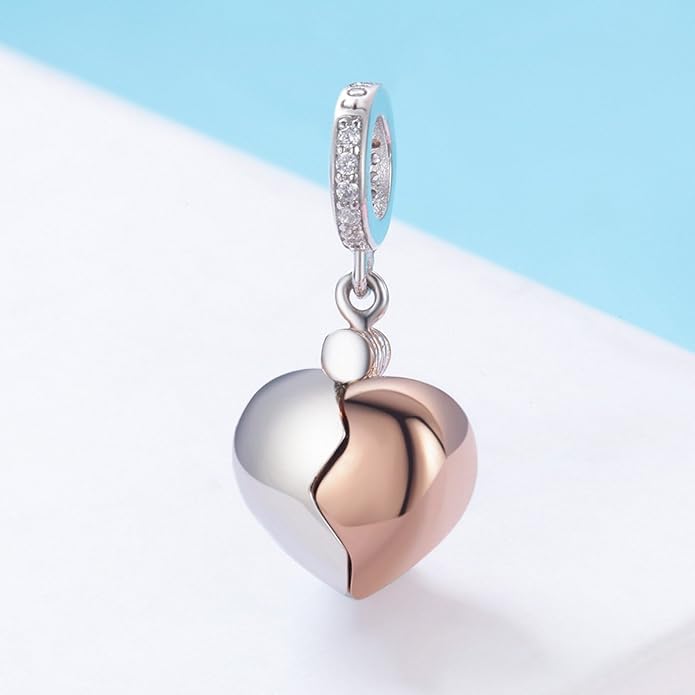 NINGAN “I Love You” Dangle Charm Love Heart Pendant Bead for Women Wife Girlfriend with 5A Cubic Zirconia for Charm Bracelets 925 Sterling Silver