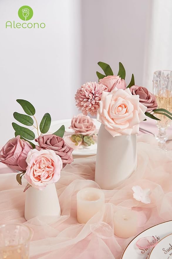 Alecono Dusty Pink Artificial Flowers, Cake Decor, Table Centerpiece, Baby - Image 4