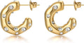 Gold Earrings for Women Girls,14K Gold Plated Hoop Earrings with 925 Sterling Silver Post Cubic Zirconia Stud Earring Huggie Hoops Earrings