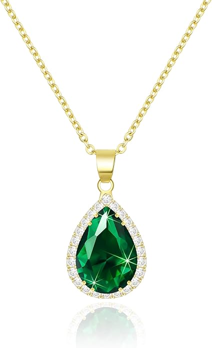 Linawe Crystal Chain Necklace for Women Trendy, Imitation Diamond Pendant, Statement Cubic Zirconia Boho Jewelry Set, 14K Gold/Rose Gold/Silver Birthstone Necklace