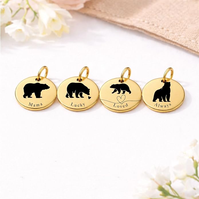SM Design Mama Animal Charm Set – Set of 4 Stainless Steel Charms – Motherhood & Family Keepsake Jewelry Charmss