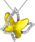 Valentine's Day Gift Butterfly Birthstone Crystal Necklace, Silver Tone with 18”+2” Chain, Necklace for Mother’s Day Anniversary Birthday Gifts for Women and Daughter