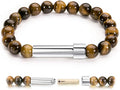 Natural Stone Wish Bracelet with Stainless Steel Capsule - Secret Message Stretch Beaded Bracelet for Women, Spiritual Jewelry Women Gift (Birthday, Mother Daughter)