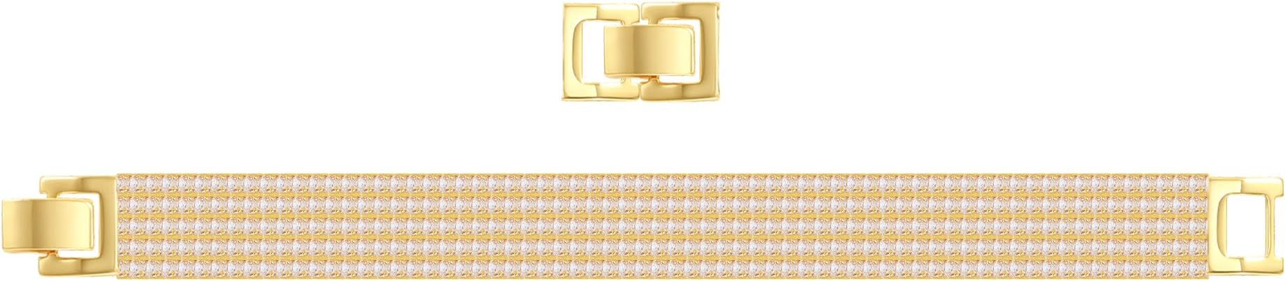 14K Gold Plated Women’s Tennis Bracelet – Sleek CZ Line Bracelet, Fits 6.0"–7.2" Wrist – Sparkly Everyday Jewelry Gift, Contemporary Tennis Bracelets for Women