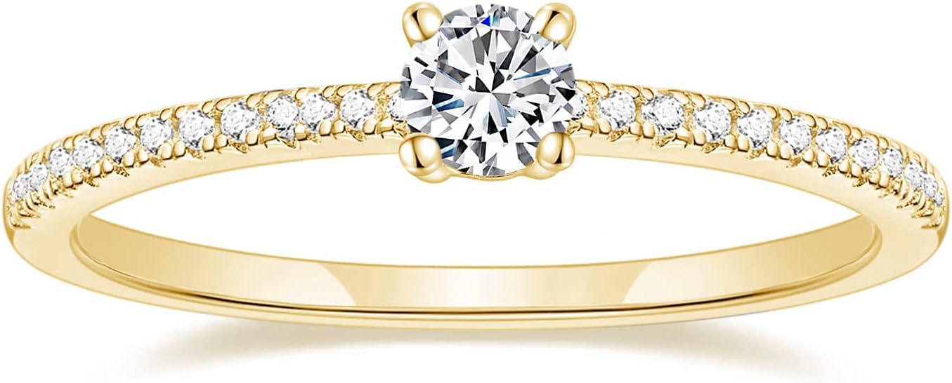 TIGRADE 1.5mm Women Eternity Ring Round Cubic Zirconia Anniversary Ring CZ Pave Promise Wedding Band Size 3-12
