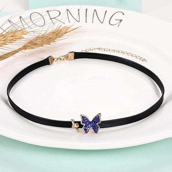 Yonhon Black Choker Necklace for Women,Gold/Siver Tone Choker Necklace with Elegant Pendantant