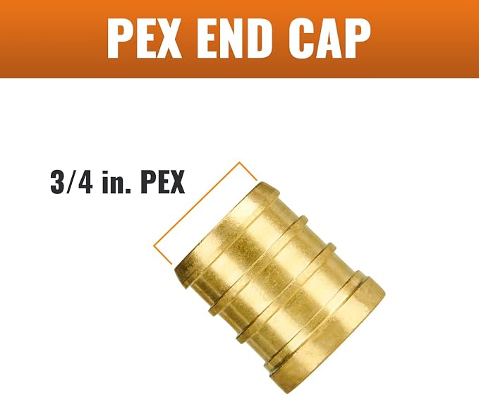 6-Pack 3/4 Inch PEX Plug End Cap Fittings | Brass - Image 4