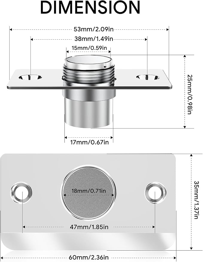 Door Ball Catch Hardware, Adjustable Hidden Magnetic Ball Catch, Stainless - Image 7