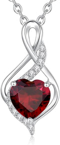 FANCIME 14K Solid White Gold Infinity Heart Birthstone Necklace for Women with Diamond Pendant Birthday Gifts for Mom Women Sterling Silver Chain 16" + 2" Extender