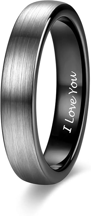 TRUMIUM 4mm 6mm 8mm Tungsten Rings for Men Women Engagement Wedding Band Brushed Black Comfort Fit Size 4-15