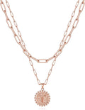 Yoosteel Valentines Gifts for Women Her - Gold Layered Initial Necklaces for Women 14K Gold Plated Dainty Layering Paperclip Link Chain Necklace Coin Initial Necklace Birthday Gifts for Teen Girls