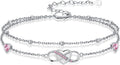 Anklet for Women 925 Sterling Silver Double Infinity Ankle Bracelet Waterproof Summer Jewelry Anniversary Birthday Gifts for Her