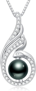 Tahitian Black Pearl 18K White Gold Plated Sterling Silver Heart/Infinity/Four Leaf Clover Pendant Necklace Jewelry Gifts for Women Wife Mom Girlfriend Wedding Birthday Anniversary Christmas