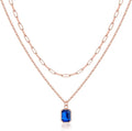 Layered Birthstone Necklace for Women Girls, 14K Gold-Plated Paperclip Chain Choker Necklace with Rectangle Birthstone Pendant Birthday Gifts for Women Girls Dainty Small
