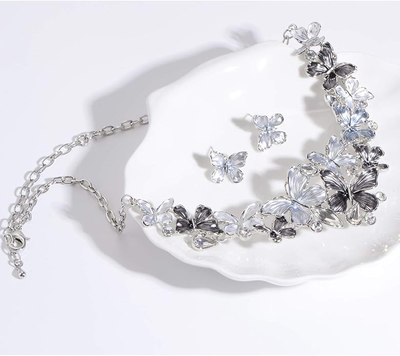 AMYJANE Vintage Statement Jewelry Set - Spring Leaf Flower Floral Plant Necklace Earring Set Crystal Rhinestone Fashion Costume Jewelry for Women Prom Party Unique Gift