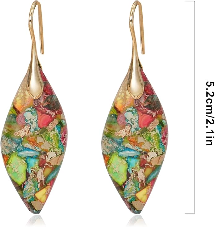 Natural Stone Earrings Multishape Dangle Drop Earrings Boho Stone Earring for Women