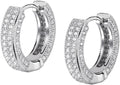 TOPGRILLZ Iced Out Hoop Earrings Cubic Zirconia Huggie Cartilage Cuff Hypoallergenic 14K Gold Plated Luxury Fashion Round Circle Earrings For Men Women