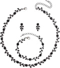 Austrian Crystal Rhinestone Choker Necklace Dangle Earring Link Bracelet Jewelry Set for Brides Bridesmaid Prom Costume Accessories for Women