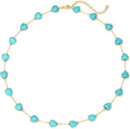 Created Turquoise Necklace for Women 14K Gold Plated Beaded Heart Choker Boho Necklaces Handmade Beach Summer Everyday Western Jewelry Gifts