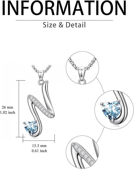 Valentines Day Gifts for Women Alphabet A to Z Initial Birthstone Pendant Necklaces for Women - 18k White Gold Plated Personalized Name Jewelry Valentine Mothers Day Birthday Gifts for Women Her Girlfriend