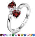 1CT Adjustable Women Heart Ring 925 Sterling Silver Birthstone Rings for Women Promise Ring for her Simulated Gemstone Statement Stackable Band Width 2mm Open Size 5~9