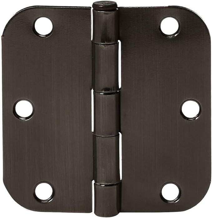 Amazon Basics Rounded 3.5 Inch x 3.5 Inch Door Hinges, Oil Rubbed Bronze by AmazonBasics