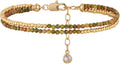 MYEARS Women Beaded Bracelet Gold Double Layer Gemstone 14K Simple Dainty Handmade Chain Everyday Boho Beach Jewelry