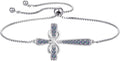 YL Cross Bracelet 925 Sterling Silver Infinity Sideways Link Bracelet Birthstone Jewelry for Women