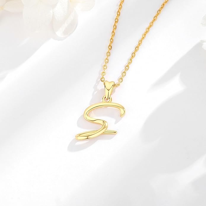 EUDORA Sterling Silver Initial Necklaces for Women, Classic 26 Letter Neckless Gifts for Girls, Sister, Mother Daughter, 18 inch Chain