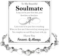 To My Soulmate Bracelet for Women, Heart Chain Bracelet with Shiny Stones, Perfect Birthday or Anniversary Christmas Gift for Soulmate with Message Card and Gift Box