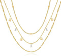 Layered Necklaces for Women, Dainty Gold Necklace Stack 14k Gold Plated Layering Cubic Zirconia Choker Necklaces for Women Trendy Simple Layered Gold Necklace Set Fashion Jewelry