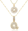 Letter Necklace 14k Gold Plated Bling Dainty Necklaces Trendy Chunky Custom Name Necklace Personalized Round Circle Pendant Zirconia Letters Name Crystal Jewelry Gifts for Women