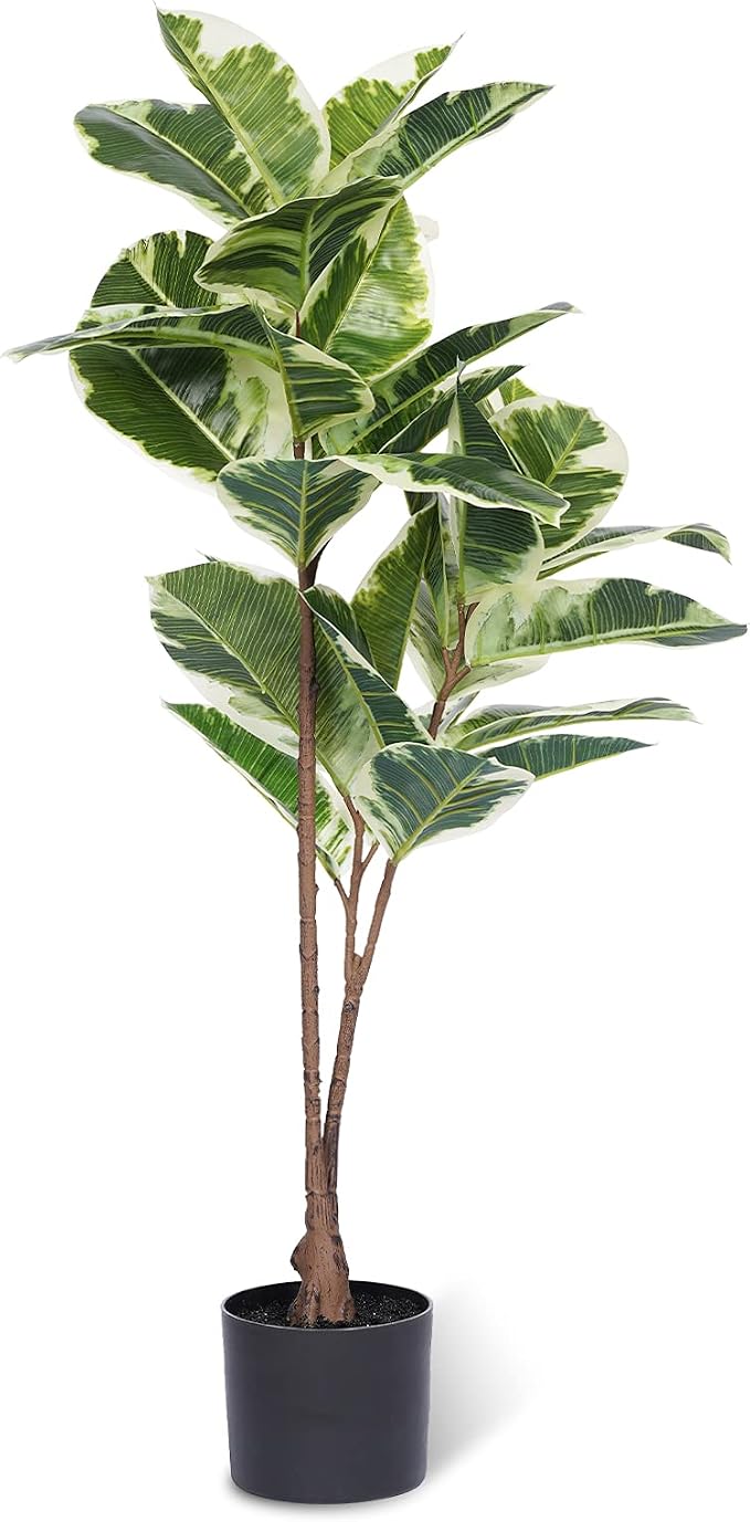 FLOWORLD Artificial Rubber Tree Plant 43in Tall Faux Ficus Tree Potted Fake - Image 6