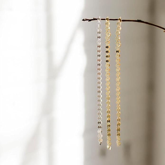 CHESKY 14k Gold Plated/Silver Plated Dainty Necklace for Women, Trendy Satellite Choker Necklace Thin Beaded Layered Choker Necklaces Discs Paperclip Chain Necklaces Womens Simple Jewelry