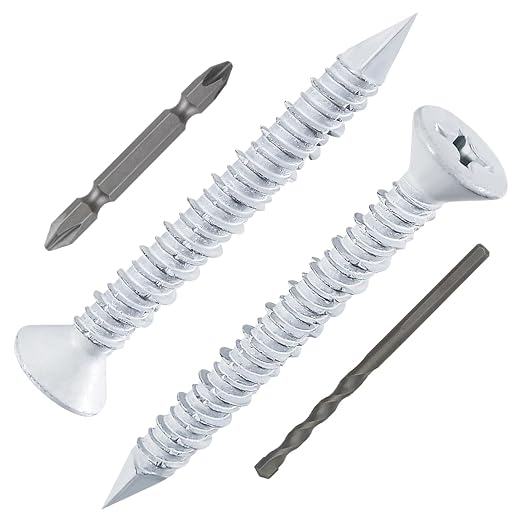 WenSilon 1/4" x1-3/4 White Concrete Screw Anchor White Flat Head by Wensilon