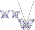 Aurora Tears Butterfly Jewelry,Women 925 Sterling Silver Butterflies Birthstone Pendant Necklace/Earrings/Rings Wedding Gift
