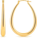 Gacimy Chunky Hoop Earrings for Women, 14K Gold Plated Oval Hoop Earrings with 925 Sterling Silver Post