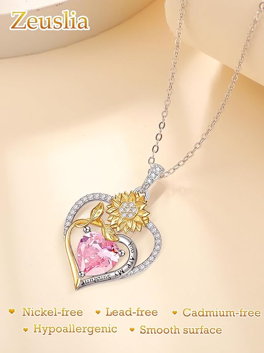 Valentine's Day Gifts for Wife 925 Sterling Silver Double Birthstone Pendant Necklaces I Love You for Always and Forever Necklace Anniversary Birthday Gifts for Wife Girlfriend Mom Her