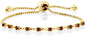 Gem Stone King Round Gemstone Birthstone Tennis Bracelet For Women | 925 Sterling Silver | 2.5MM Round | Fits Up To 9 Inch Wrist | Adjustable Bolo Bracelet For Women | Easy-On Easy-Off