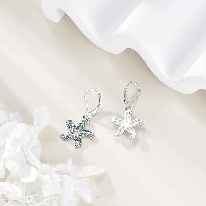 Beach Starfish Earrings for Women Sterling Silver Starfish Jewelry Gifts
