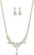 UDYLGOON Sparkling Bridal Jewelry Set for Bride & Bridesmaids, Imitation Cubic Zirconia Necklace, Earrings, Bracelet - Real Gold Plated, Hypoallergenic Gift for Her