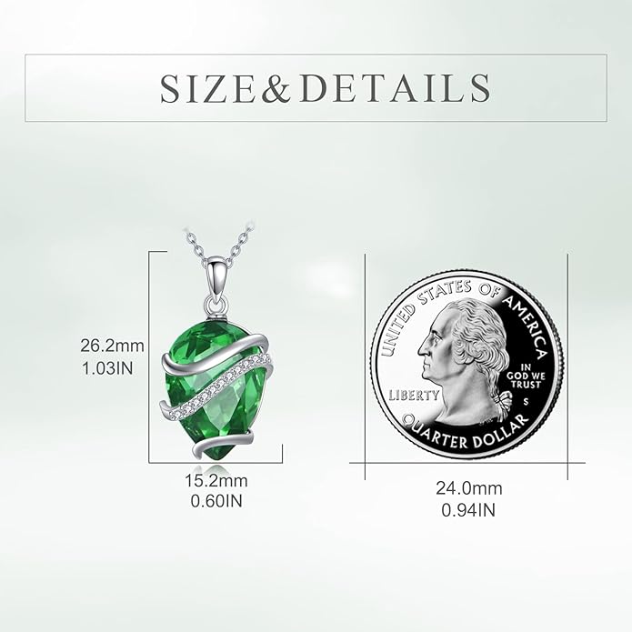 Birthstone Necklace for Women Sterling Silver Teardrop Pendant Necklace Birthday Jewelry Gift for Women