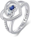 Valentine's Day Gifts for Women Birthstone Rings for Women Heart Statemet Engagement Eternity Wedding Promise Rings Jewelry Anniversary Christmas Valentine Mothers Day Birthday Gifts for Wife Her Girlfriend