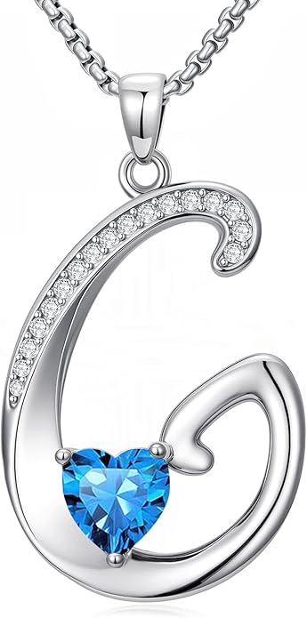 Valentines Day Gifts for Women Alphabet A to Z Initial Birthstone Pendant Necklaces for Women - 18k White Gold Plated Personalized Name Jewelry Valentine Mothers Day Birthday Gifts for Women Her Girlfriend