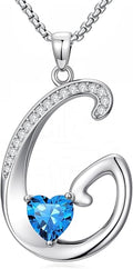 Valentines Day Gifts for Women Alphabet A to Z Initial Birthstone Pendant Necklaces for Women - 18k White Gold Plated Personalized Name Jewelry Valentine Mothers Day Birthday Gifts for Women Her Girlfriend