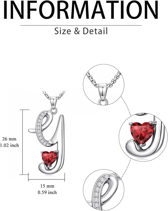 Valentines Day Gifts for Women Alphabet A to Z Initial Birthstone Pendant Necklaces for Women - 18k White Gold Plated Personalized Name Jewelry Valentine Mothers Day Birthday Gifts for Women Her Girlfriend