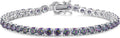 FANCIME Birthstone Bracelet Sterling Silver Gemstone Tennis Bracelets Fine Jewelry Wedding Bridal Prom Birthday Gift for Women Her, Length 7.2 Inch Width 4mm
